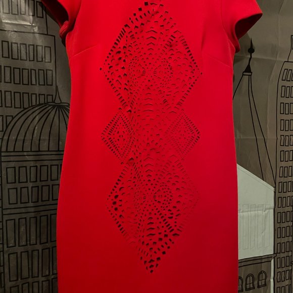 Vivid Red Cut Out Detail Dress - Picture 2 of 4